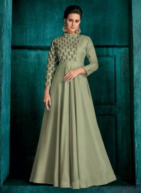 Green Colour Rozi Vol 1 Vardan New latest Designer Festive Wear Triva Silk Gown Collection 51016